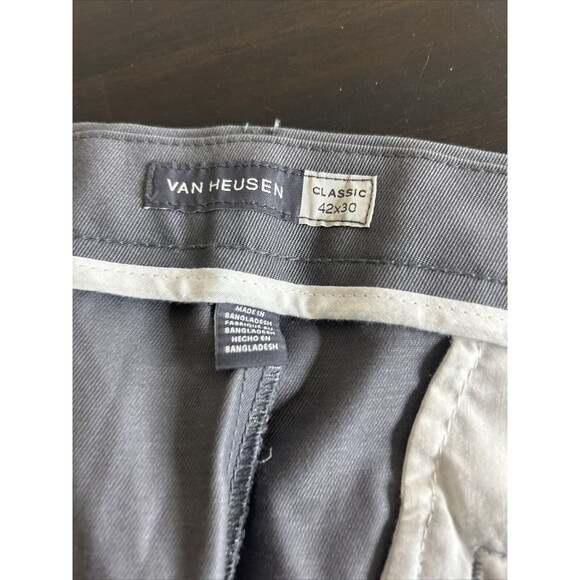 Van Heusen Flex Waistband Pants Classic Fit Gray Non Iron NWT, Big & Tall, 42x30 - Picture 9 of 10